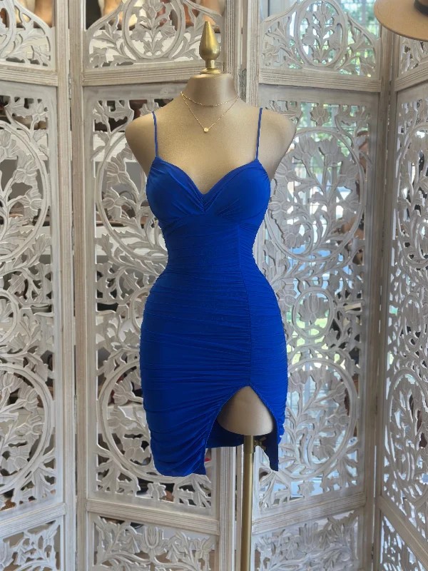 Mini Women Dress with a Short Hem for a Young and Trendy StyleMini Women Dress with a Short Hem for a Young and Trendy StyleRoyal Blue Slit Mini Dress