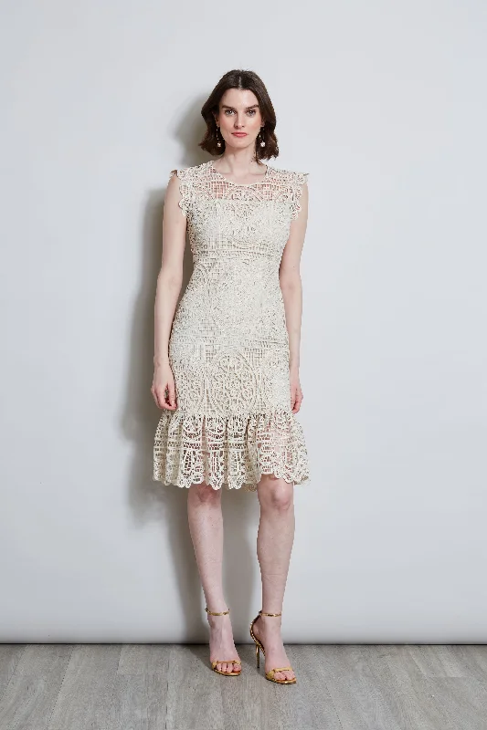 Off - the - Shoulder Women Dress for a Romantic and Feminine LookMosaic Lace Dress