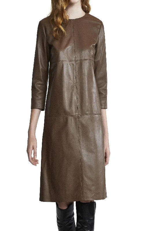 Mini Women Dress with a Short Hem for a Young and Trendy StyleLeather Block Dress