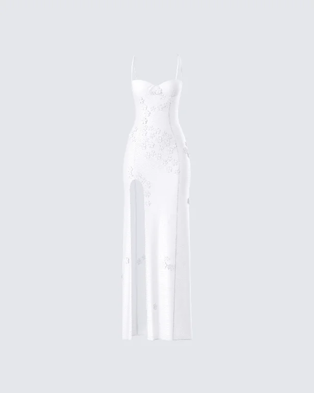 Shift Women Dress with a Simple and Classic Design for Everyday WearMyla White Floral Mesh Maxi Dress