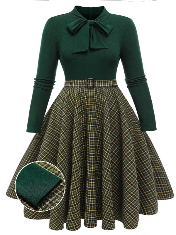 Mermaid - Style Women Dress with a Fitted Silhouette for Special OccasionsMermaid - Style Women Dress with a Fitted Silhouette for Special Occasions[Plus Size] Dark Green 1950s Plaid Knitting Dress