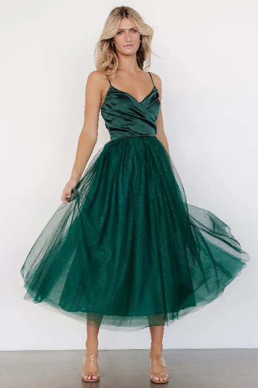 Off - the - Shoulder Women Dress for a Romantic and Feminine LookOff - the - Shoulder Women Dress for a Romantic and Feminine LookShonda Sparkle Midi Dress | Emerald