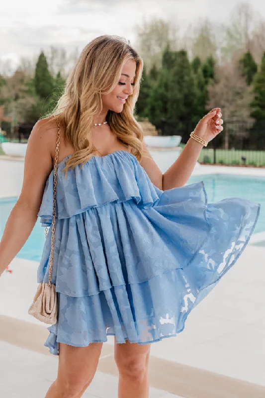 Shift Women Dress with a Simple and Classic Design for Everyday WearShift Women Dress with a Simple and Classic Design for Everyday WearYou're My Sunny Day Blue Lace Strapless Dress