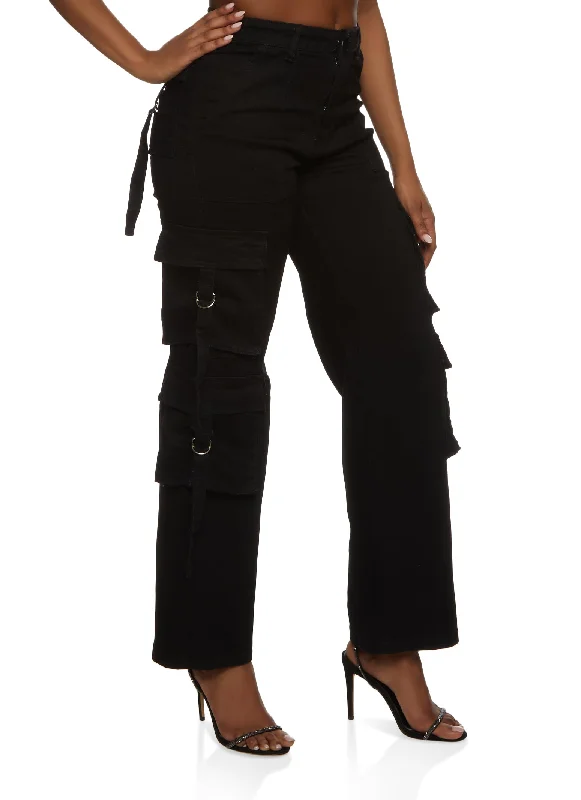 Button - fly women jeans with a traditional touchStraight Fit Cargo Jeans