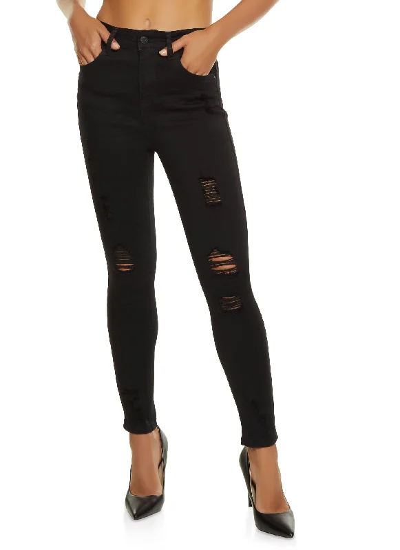 Jeggings women jeans combining the comfort of leggings and style of jeansWAX Distressed Frayed Skinny Jeans