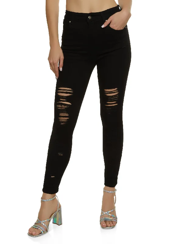 Straight - leg women jeans with a classic and timeless appealWAX Distressed Stretch Skinny Jeans