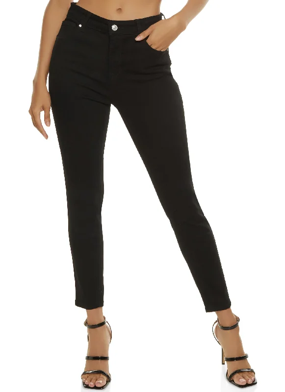 High - waisted women jeans for a flattering silhouetteWAX High Rise Solid Cropped Skinny Jeans