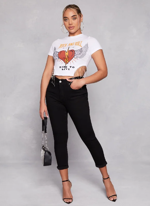 Mom jeans for a nostalgic and casual lookWAX High Waist Rolled Cuff Denim Jeans