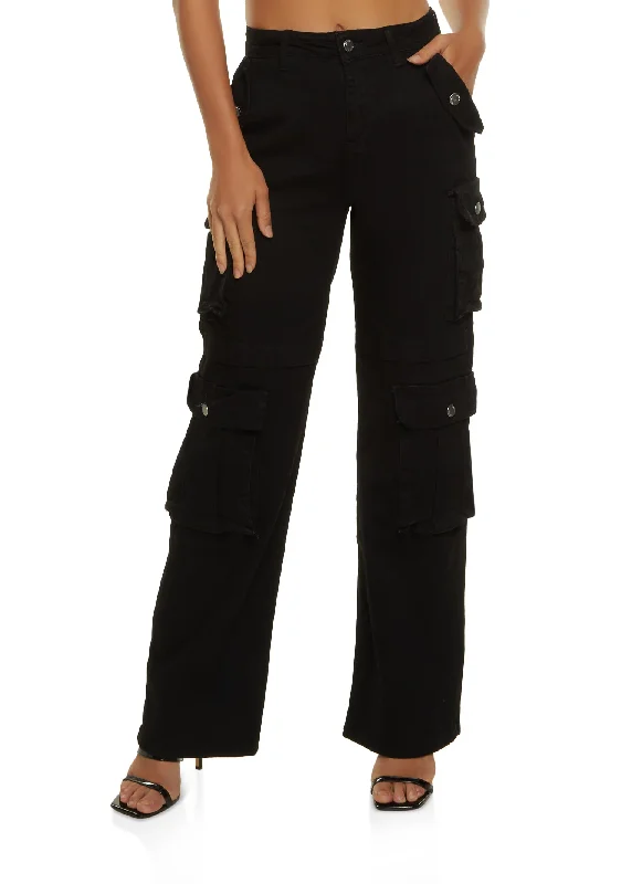 Light - wash women jeans for a fresh and summery appearanceWide Leg Cargo Jeans