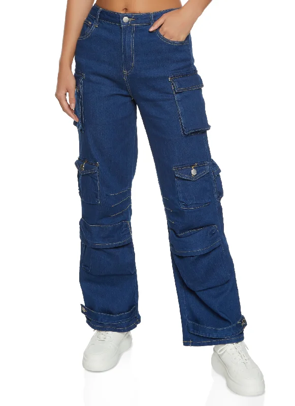 Wide - leg women jeans for a modern and relaxed vibeStraight Leg Cargo Jeans