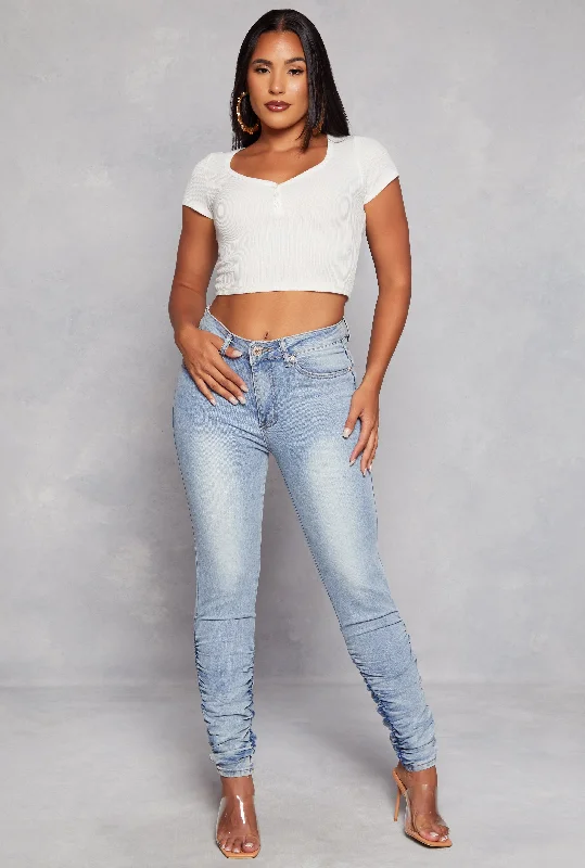 Mom jeans for a nostalgic and casual lookAcid Wash Stacked Skinny Jeans