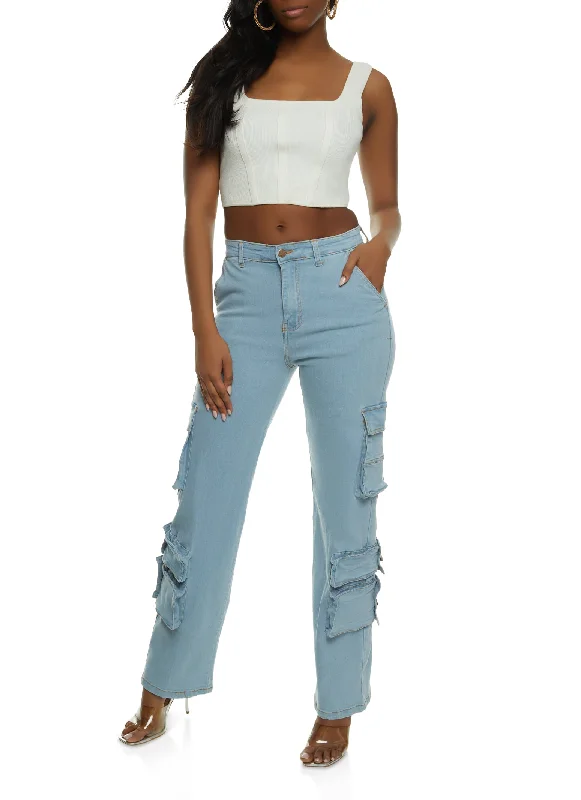 Distressed women jeans for a trendy and edgy lookDenim Wide Leg Daisy Jeans