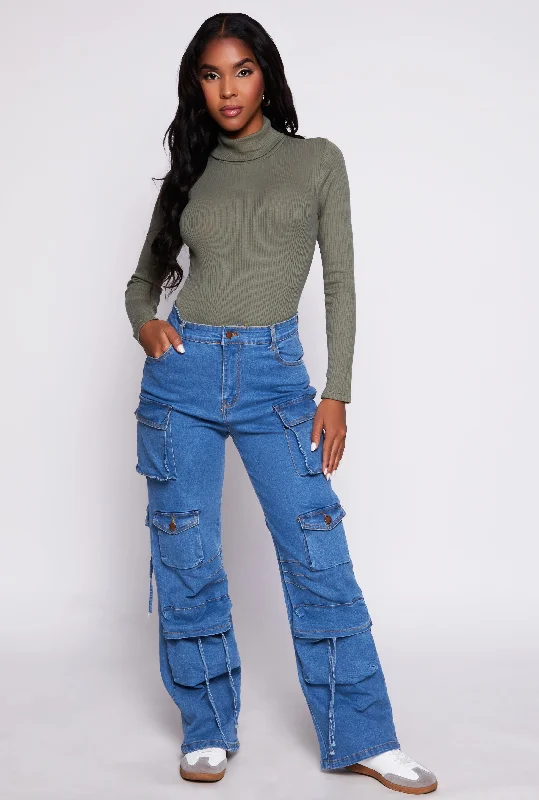 Embroidered women jeans with intricate patternsDaisy Denim High Waisted Cargo Pants