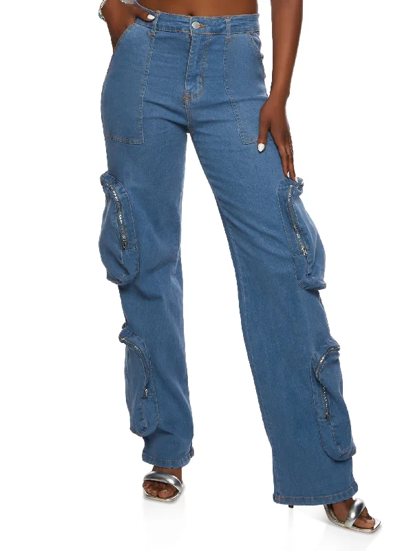 Acid - wash women jeans with a retro finishDaisy High Rise Wide Cargo Jeans