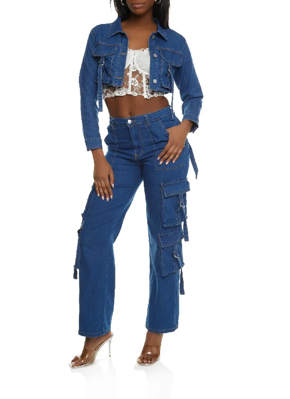 Embellished women jeans with studs or rhinestones for a glamorous touchStraight Fit Cargo Jeans