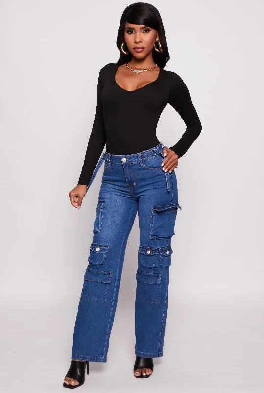 Cargo women jeans with multiple pockets for added functionalityVIP Straight Leg Cargo Jeans