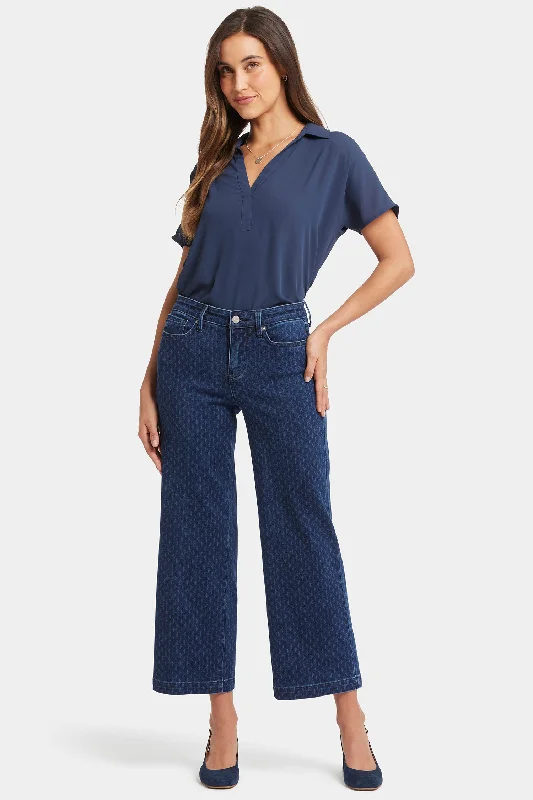 Acid - wash women jeans with a retro finishTeresa Wide Leg Ankle Jeans - Indigo Maison Geo