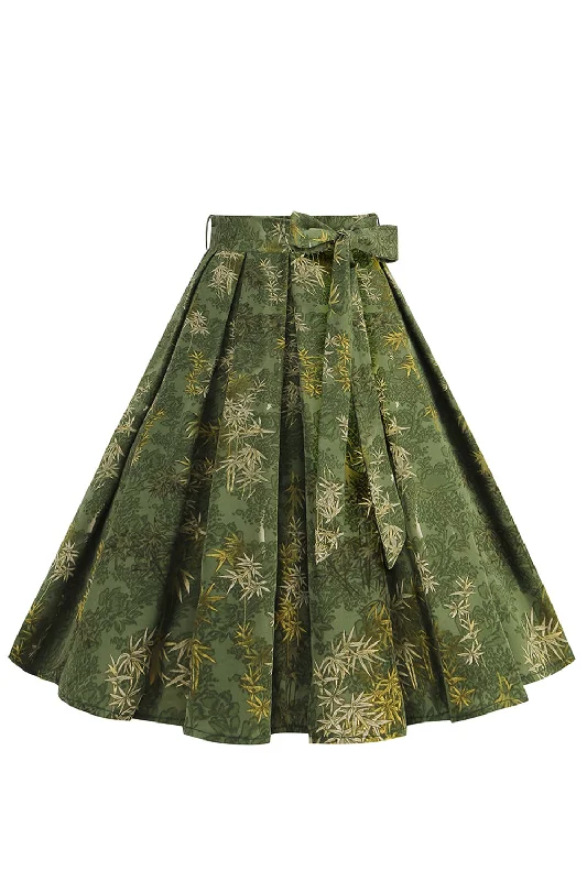 Off - the - Shoulder Women Dress for a Romantic and Feminine LookOff - the - Shoulder Women Dress for a Romantic and Feminine Look1950s Army Green Floral Pleated Swing Skirt