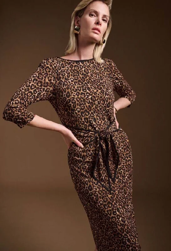 Ruffled Women Dress with Multiple Layers for a Playful and Girly StyleRuffled Women Dress with Multiple Layers for a Playful and Girly StyleAnimal Print Midi Dress With Belt