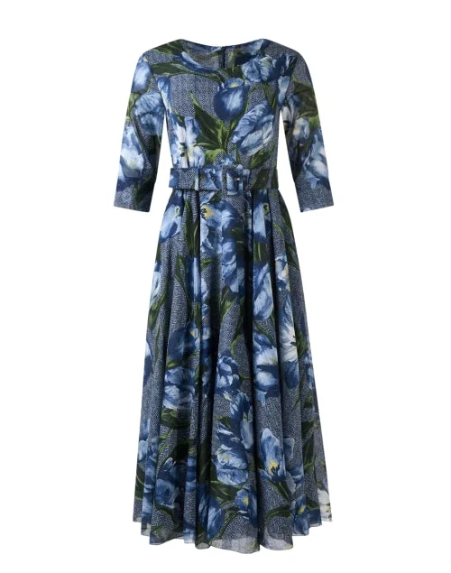 Strapless Women Dress with a Built - in Bra for Comfort and SupportStrapless Women Dress with a Built - in Bra for Comfort and SupportAster Blue Floral Print Cotton Dress