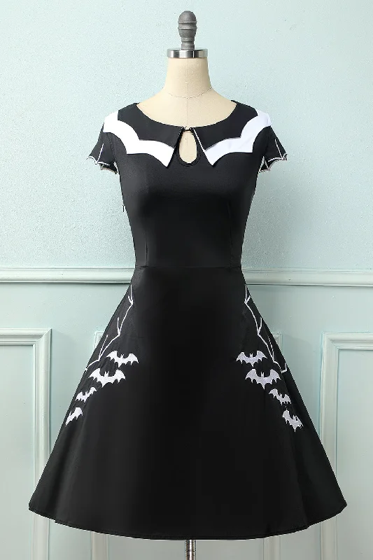 Empire Waist Women Dress to Accentuate the Bust and Conceal the WaistEmpire Waist Women Dress to Accentuate the Bust and Conceal the WaistBlack 1950S Bat Cape Swing Dress