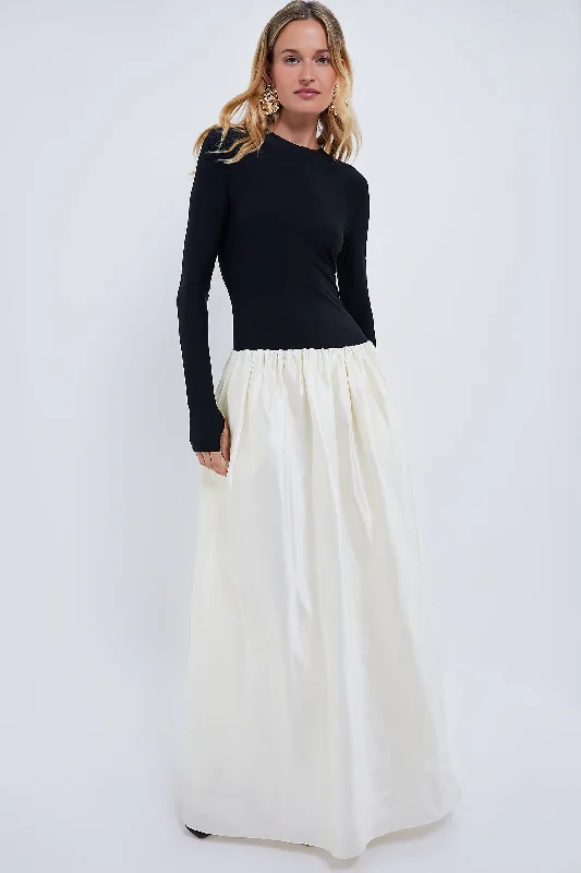 Ball Gown Women Dress with a Full Skirt for a Princess - like LookBall Gown Women Dress with a Full Skirt for a Princess - like LookBlack and Ivory Meringue Maxi Dress