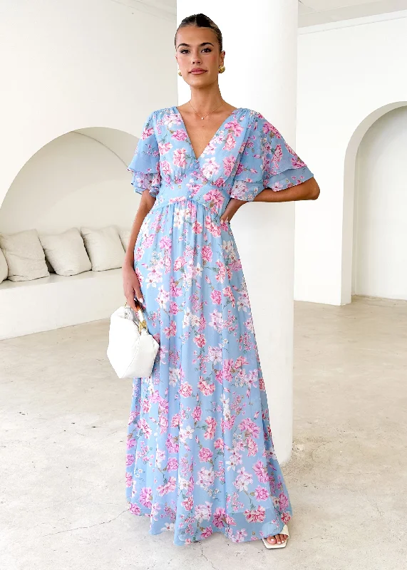 Long - Sleeve Women Dress in Velvet for a Luxurious Winter LookLong - Sleeve Women Dress in Velvet for a Luxurious Winter LookDelilah Maxi Dress - Blue Carnation