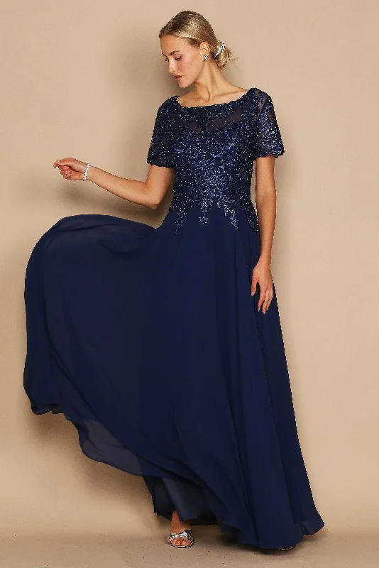 Ball Gown Women Dress with a Full Skirt for a Princess - like LookBall Gown Women Dress with a Full Skirt for a Princess - like LookDylan & Davids Short Sleeve Mother of the Bride Formal Dress