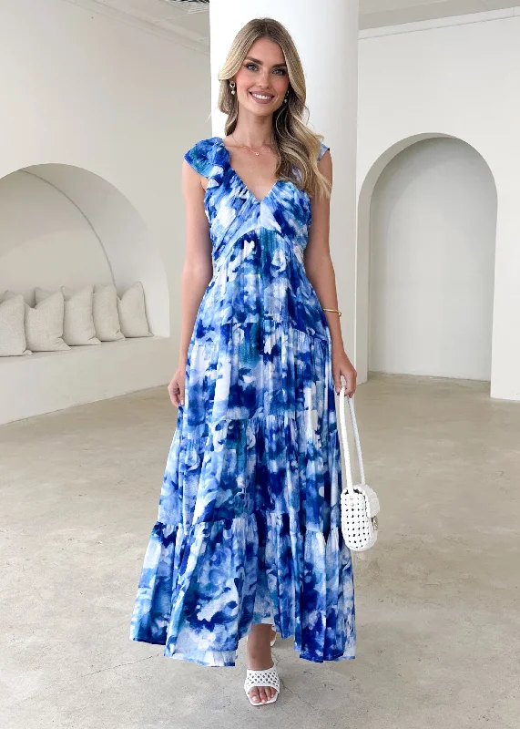 Lace - Embellished Women Dress for an Elegant and Sophisticated AppearanceLace - Embellished Women Dress for an Elegant and Sophisticated AppearanceFinley Maxi Dress - Blue Splash