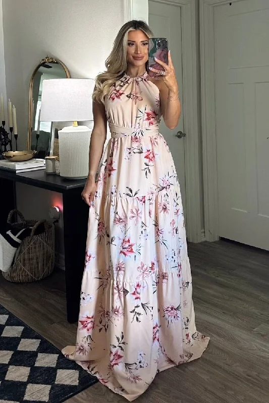 Ball Gown Women Dress with a Full Skirt for a Princess - like LookBall Gown Women Dress with a Full Skirt for a Princess - like LookGiving Me Butterflies Floral Wrap Maxi Dress: Peach