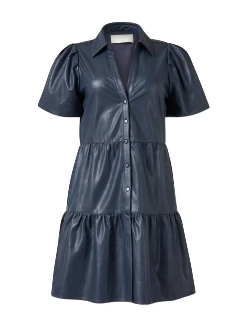 Ruffled Women Dress with Multiple Layers for a Playful and Girly StyleRuffled Women Dress with Multiple Layers for a Playful and Girly StyleHavana Navy Vegan Leather Dress