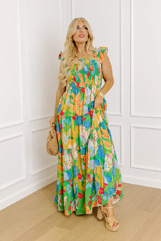 Maxi Women Dress with Floral Print for a Bohemian VibeMaxi Women Dress with Floral Print for a Bohemian VibeLife In The Tropics Smocked Maxi Dress Curves