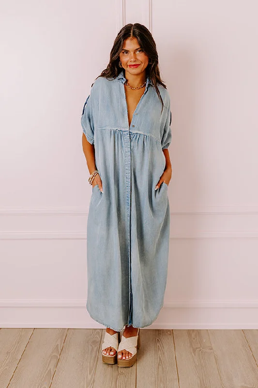 Lace - Embellished Women Dress for an Elegant and Sophisticated AppearanceLace - Embellished Women Dress for an Elegant and Sophisticated AppearanceNYC Ready Chambray Maxi Dress