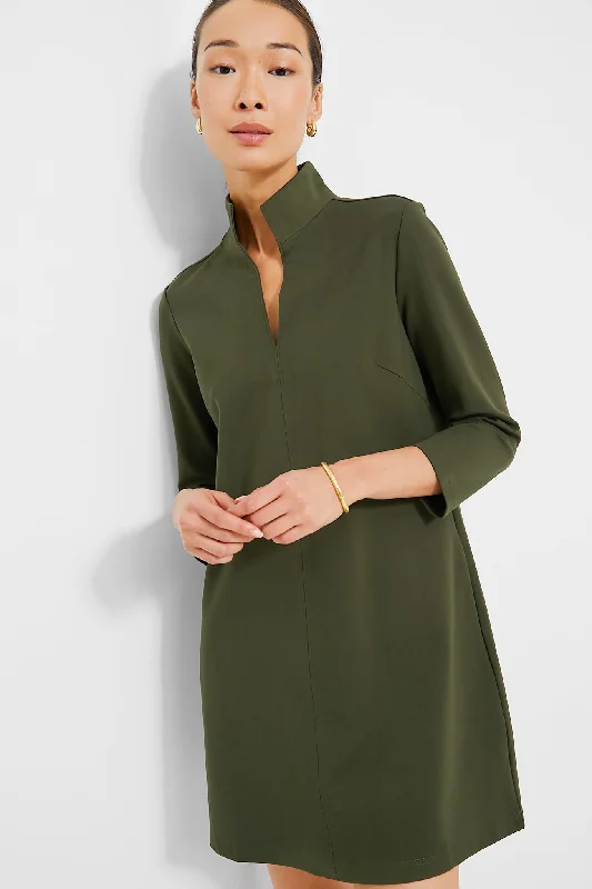 Halter Neck Women Dress to Show Off the Shoulders and NecklineHalter Neck Women Dress to Show Off the Shoulders and NecklineOlive Green Ponte Clifton Dress