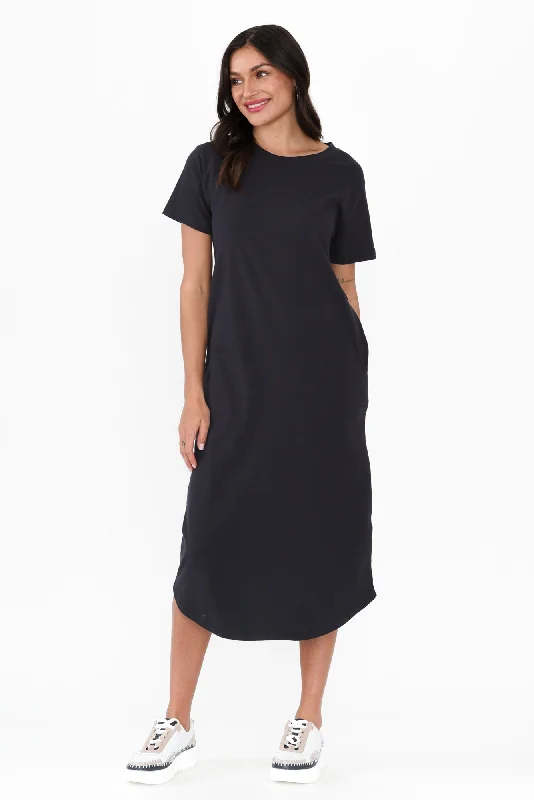 Shift Women Dress with a Simple and Classic Design for Everyday WearShift Women Dress with a Simple and Classic Design for Everyday WearOttawa Navy Cotton Tee Dress