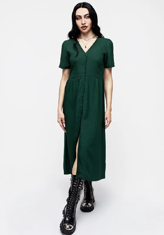 Halter Neck Women Dress to Show Off the Shoulders and NecklineHalter Neck Women Dress to Show Off the Shoulders and NecklineRealm Button Down Midi Dress - Sycamore Green