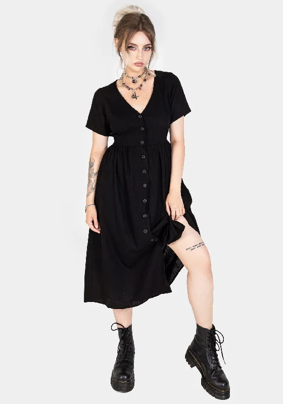 Little Black Women Dress with Sequins for a Glamorous Night OutLittle Black Women Dress with Sequins for a Glamorous Night OutRowan Linen Button Up Midi Dress