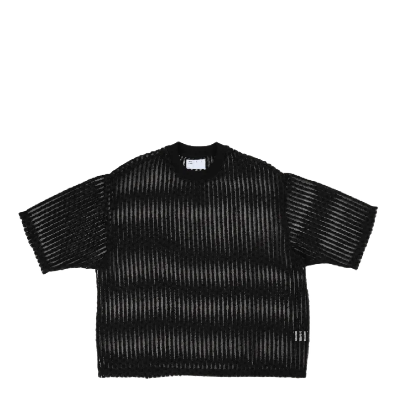 Striped Women T Shirt in a Classic PatternWide Shirt S/s Black Organza W