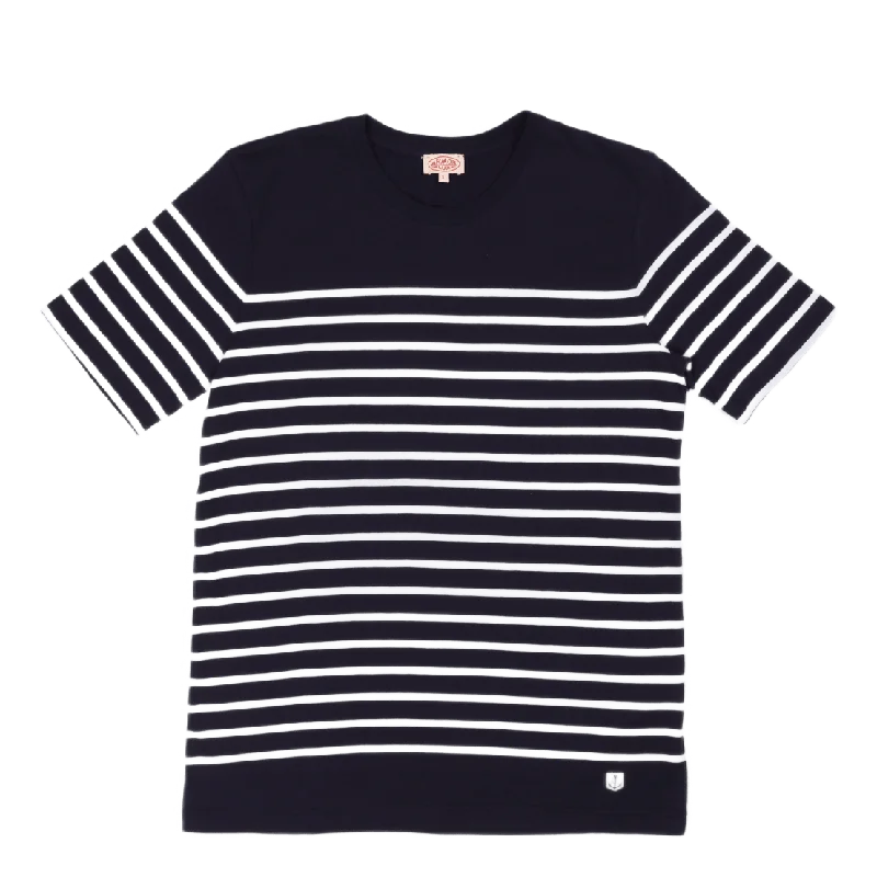 Organic Cotton Women T Shirt for Eco - Conscious WearersStriped Breton Shirt''etel'' Navire Navy/ White