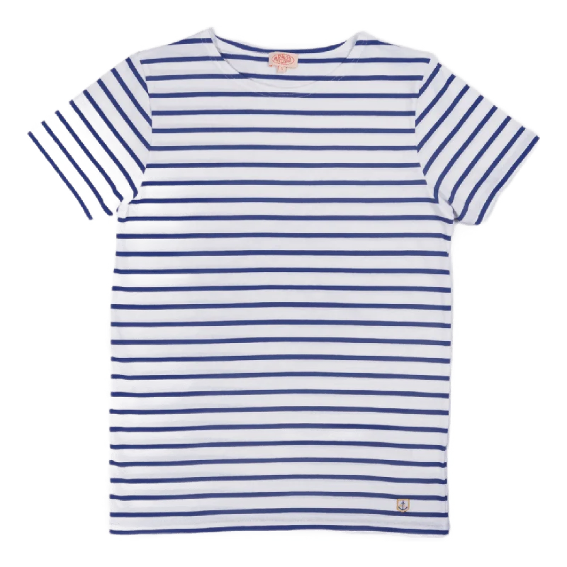 Muscle Women T Shirt for a Sporty and Casual LookStriped Breton Shirt "hoëdic" White/ Royal Blue