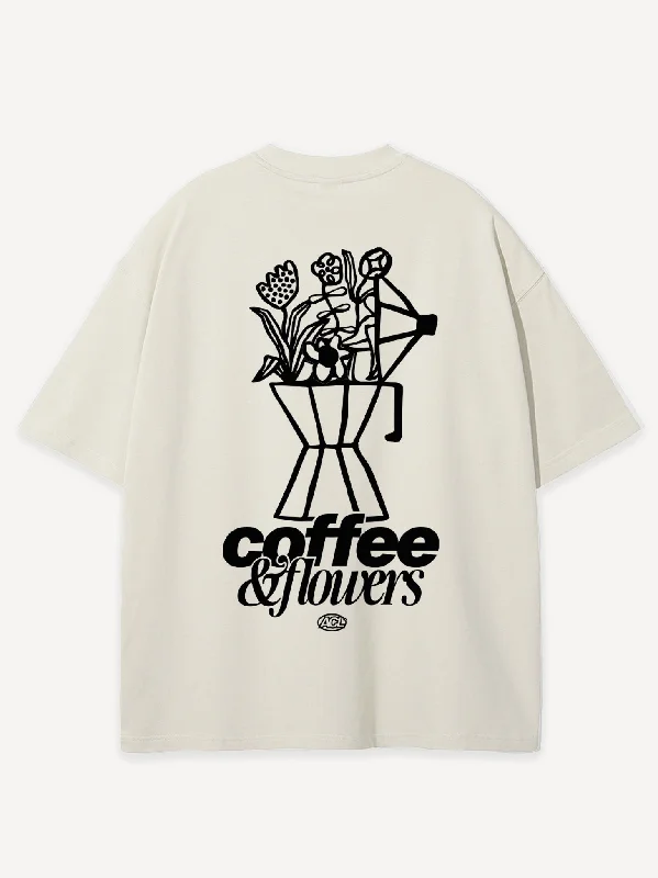 Crop Top Women T Shirt to Pair with High - Waisted BottomsCoffee & Flowers Oversized T-Shirt