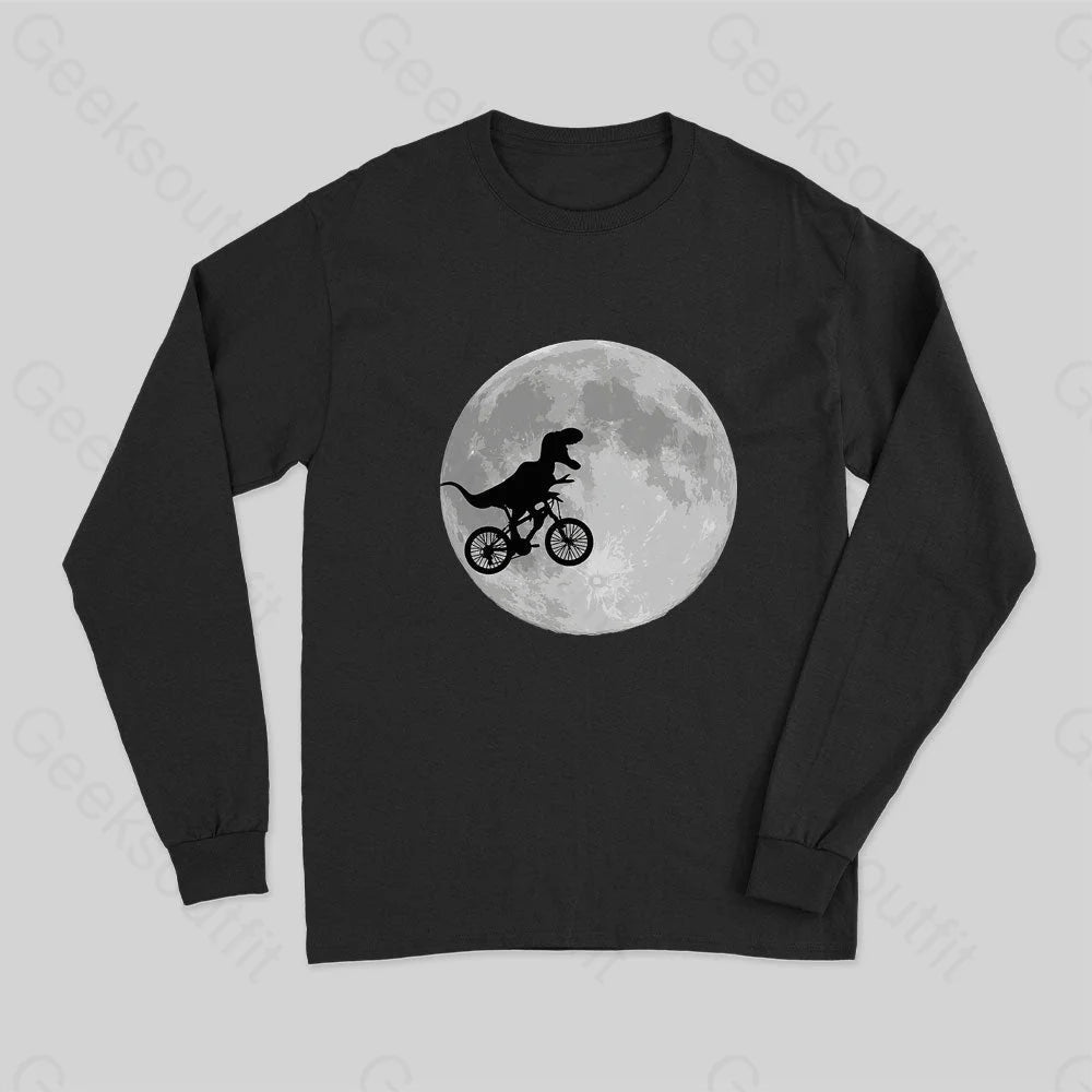 V - Neck Women T Shirt to Enhance the NecklineDinosaur Bike and Moon Long Sleeve T-Shirt