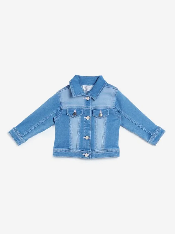 HOP Baby Blue Unicorn Print Denim Jacket