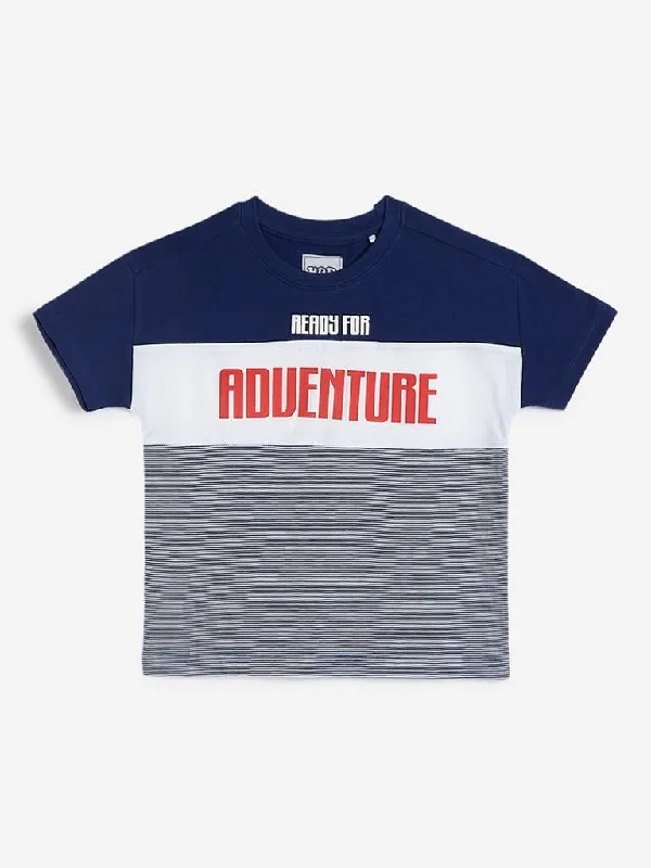 HOP Kids Blue Colour-Block T-Shirt