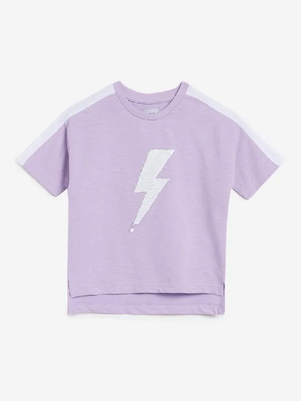 HOP Kids Lilac Sequinned High-Low T-Shirts