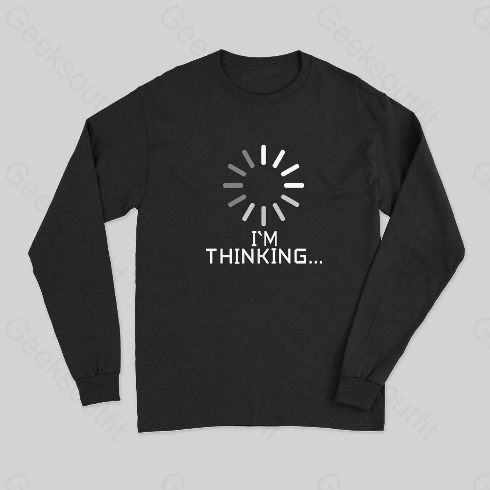 Distressed Women T Shirt with a Laid - Back AestheticI'm Thinking Loading Wheel Long Sleeve T-Shirt