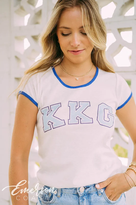 Ringer T Shirt Women with Retro - Inspired StripesKappa Kappa Gamma Letters Baby Ringer