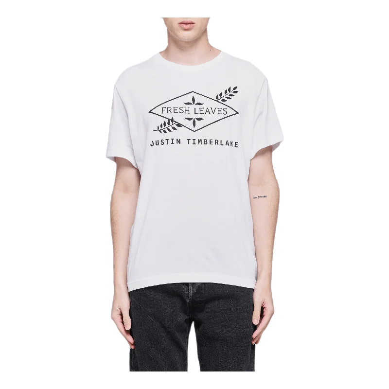 Distressed Women T Shirt with a Laid - Back AestheticFresh Leaves Tee White