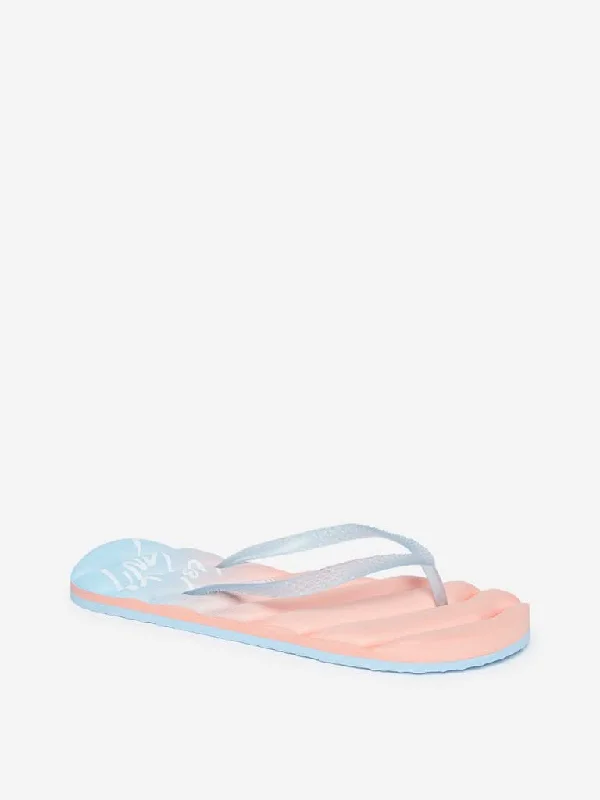 Luna Blu Blue Textured Flip-Flops