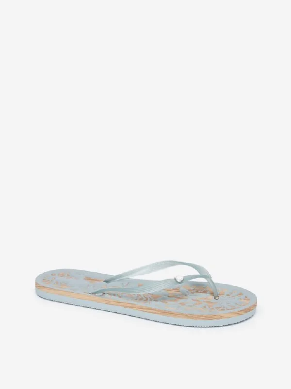 Luna Blu Grey Floral Flip-Flops